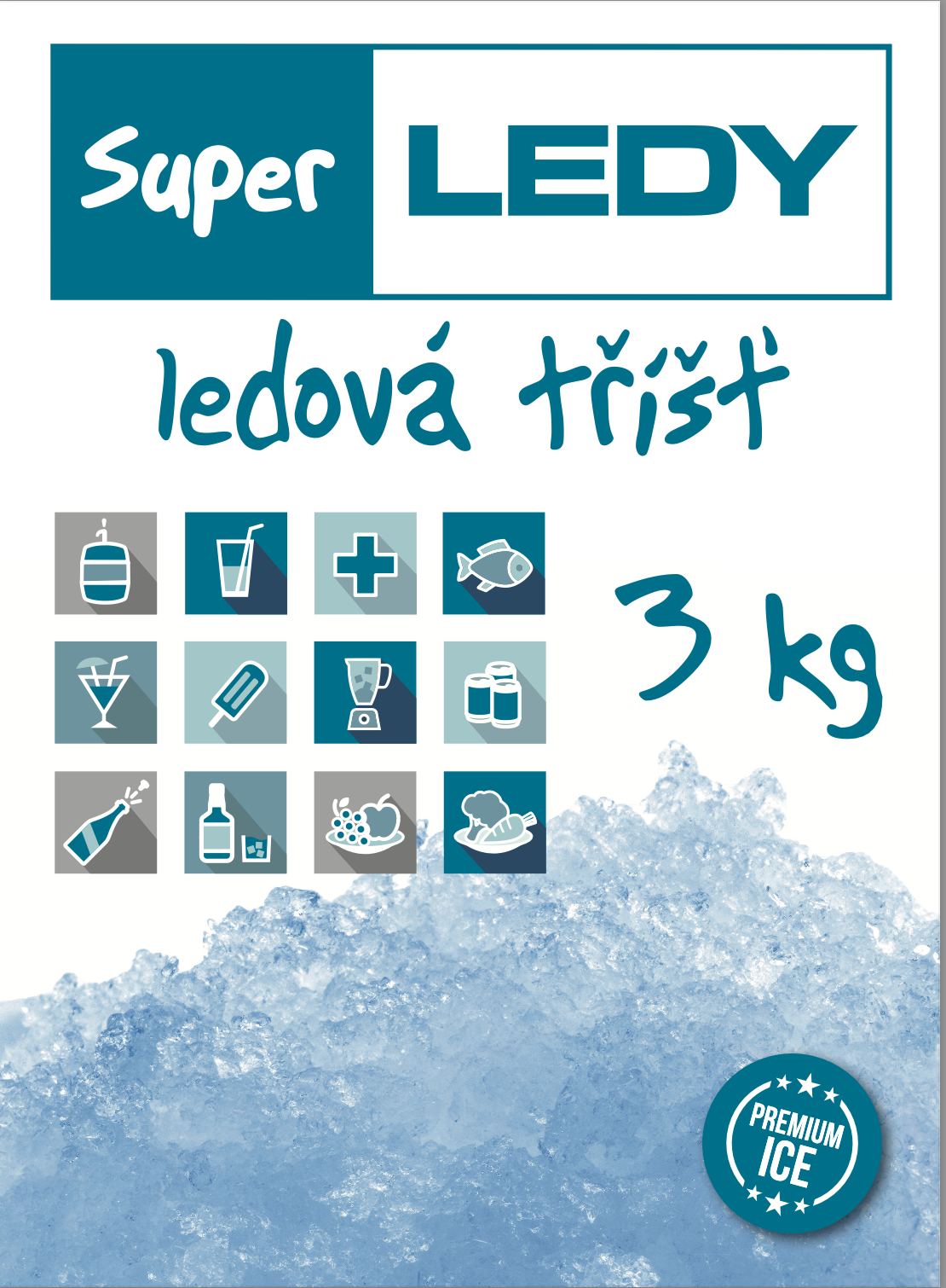 Drcený led - tříšť 3 kg
