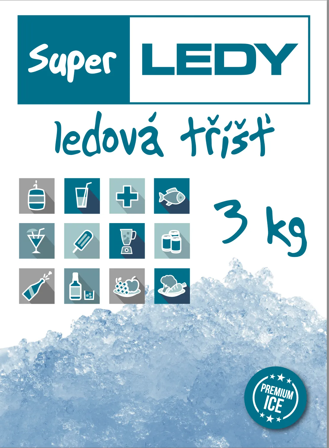 Drcený led - tříšť 3 kg